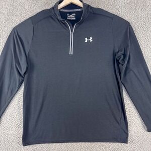 Under Armour Jacket Mens XL Black Threadborne Fitted Heatgear 1/4 Zip Outdoor‎